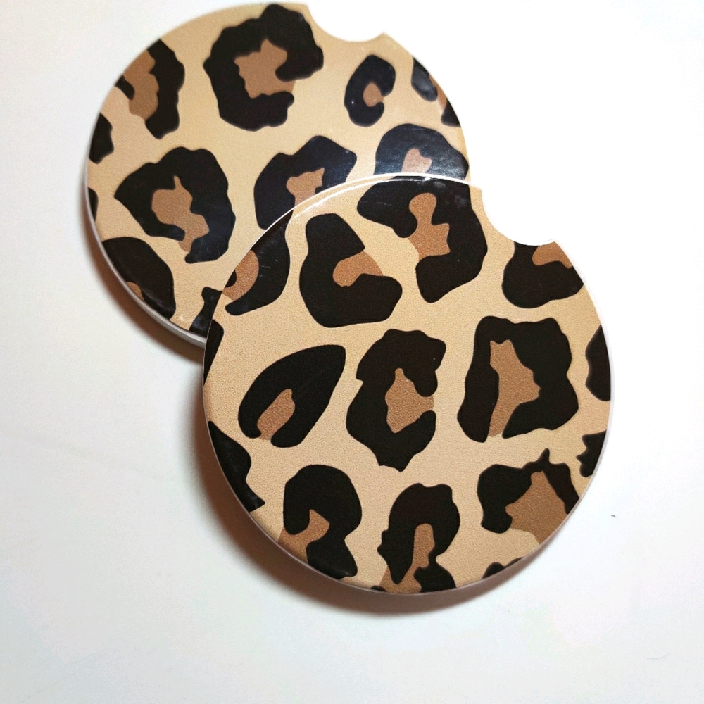 Cheetah Print Car Coasters